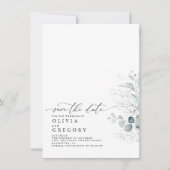 Elegant Silver Greenery sparen de Datum aankondigi Aankondiging (Voorkant)