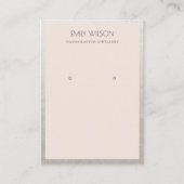 ELEGANT SILVER GRENS BLUSH PINK EARRING DISPLAY VISITEKAARTJE (Voorkant)