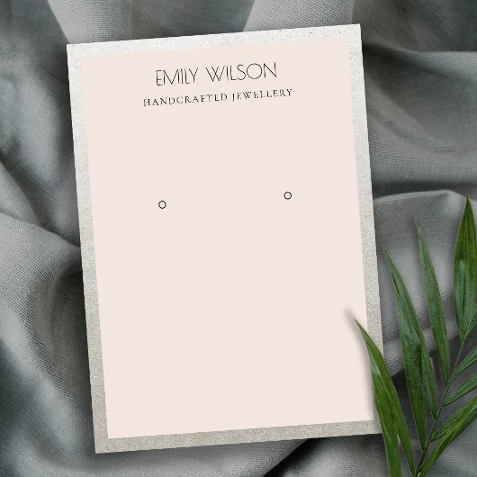 ELEGANT SILVER GRENS BLUSH PINK EARRING DISPLAY VISITEKAARTJE