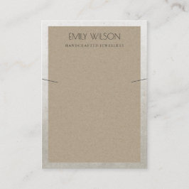 ELEGANT SILVER GRENS RUST KRAFT KETTING DISPLAY VISITEKAARTJE