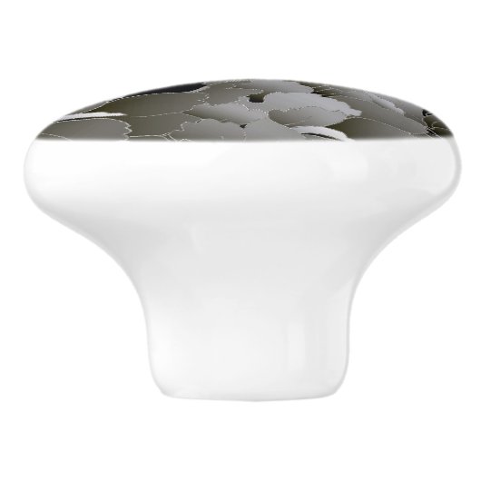 Elegant Silver Grey en Black Floral Keramische Knop (Zijkant)