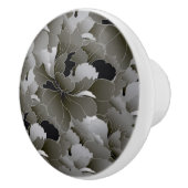 Elegant Silver Grey en Black Floral Keramische Knop (Rechts)