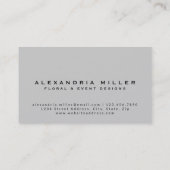 Elegant Silver Grey en Black Floral Visitekaartje (Achterkant)