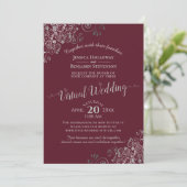 Elegant Silver Grey en Burgundy Virtual Wedding Kaart (Staand voorkant)