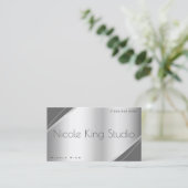 Elegant Silver Grey Glam Style Professional Visitekaartje (Staand voorkant)