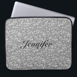 Elegant Silver Grey Glitter & Sparkles 2-Monogram Laptop Sleeve<br><div class="desc">Elegant zilvergrijs glitter en sparkles patroon. Aangepast en optioneel monogram. Beschikbaar op andere producten en kan worden aangevraagd voor elk van de producten die op Zazzle worden aangeboden.</div>