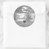 Elegant Silver Grey Glitter Stars Dank u Logo Ronde Sticker (Tas)