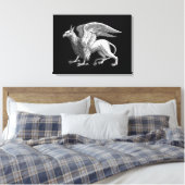 Elegant Silver Grey/Grey Griffin Legendary Beast Canvas Afdruk (Insitu (Slaapkamer))