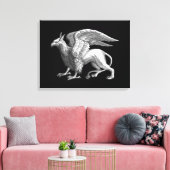 Elegant Silver Grey/Grey Griffin Legendary Beast Canvas Afdruk (Insitu (Woonkamer))