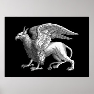 Elegant Silver Grey/Grey Griffin Legendary Beast Poster