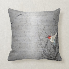 Elegant Silver Grey Hummingbird Art print Kussen