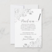 Elegant Silver Grey Lace over het bleekroze huweli Save The Date (Achterkant)