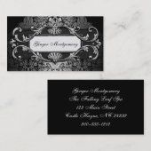 Elegant Silver Grey Lijst Damask Visitekaartje (Voorkant / Achterkant)