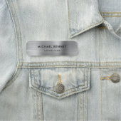 Elegant Silver Grey Metallic Professional Business Naamplaatje (In situ)