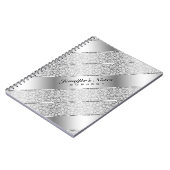 Elegant Silver Grey Metallic Stripes 2 Monogram Notitieboek (Linkerzijde)