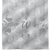 Elegant Silver Grey Natuur Monogram Showgordijn Douchegordijn (Voorkant)