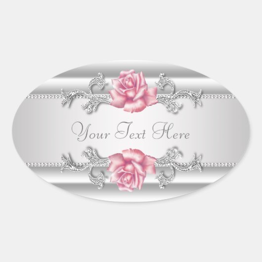 Elegant Silver Grey Roze Rose Stickers (Voorkant)