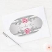 Elegant Silver Grey Roze Rose Stickers (Envelop)