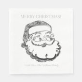 Elegant Silver Grey Santa Claus Merry Kerstmis Servet (Voorkant)