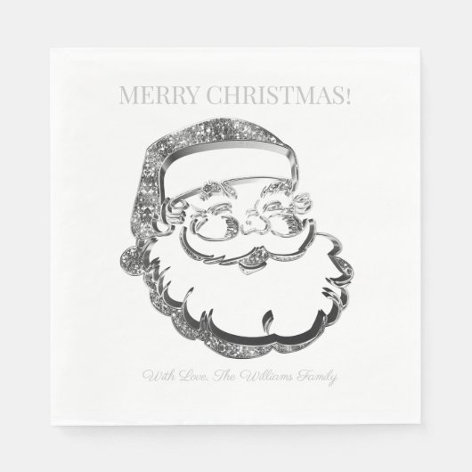 Elegant Silver Grey Santa Claus Merry Kerstmis Servet (Voorkant)