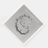 Elegant Silver Grey Santa Claus Merry Kerstmis Servet (Hoek)