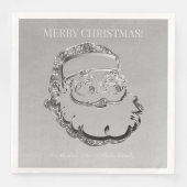Elegant Silver Grey Santa Claus Merry Kerstmis Servet (Voorkant)