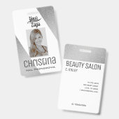 Elegant Silver Grey Triangle Modern Stijlvol Chic Badge (Voor- en achterkant)