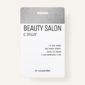 Elegant Silver Grey Triangle Modern Stijlvol Chic Badge (Achterkant)