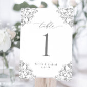 Elegant Silver Grey Wedding 5x7 Tabelnummer Kaarte Kaart