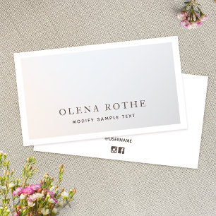 Elegant Silver Grey White Border Professional Cal Contactkaartje