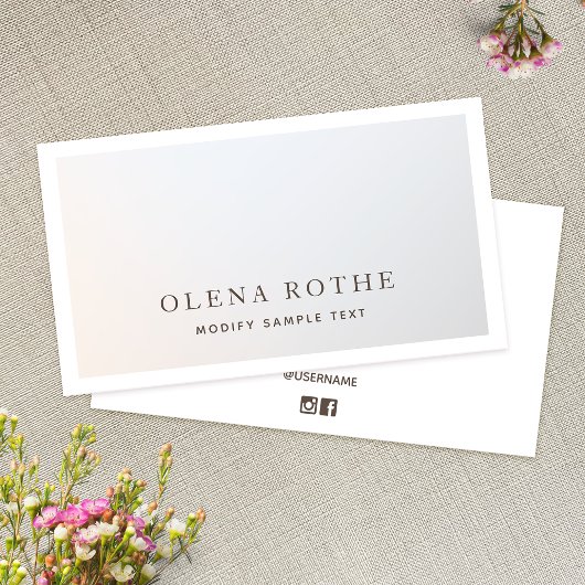 Elegant Silver Grey White Border Professional Cal Contactkaartje