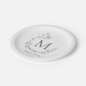 Elegant Silver Grey White Botanical Wreatwending W Papieren Bordje (Gekanteld)