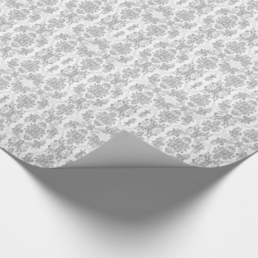 Elegant Silver Grey & White Floral Pattern Cadeaupapier (Hoek)