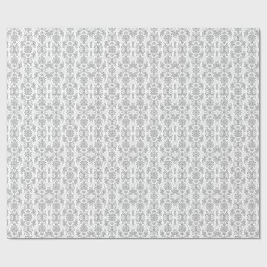 Elegant Silver Grey & White Floral Pattern Cadeaupapier (Vlak)