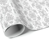 Elegant Silver Grey & White Floral Pattern Cadeaupapier (Rol Hoek)