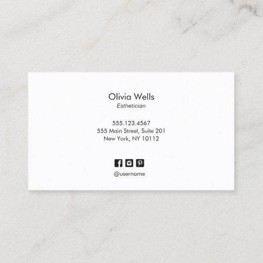 Elegant Silver Handgeschreven Calligrafie Salon Sp Visitekaartje (Achterkant)