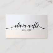 Elegant Silver Handgeschreven Calligrafie Salon Sp Visitekaartje (Voorkant)