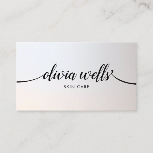 Elegant Silver Handgeschreven Calligrafie Salon Sp Visitekaartje (Voorkant)