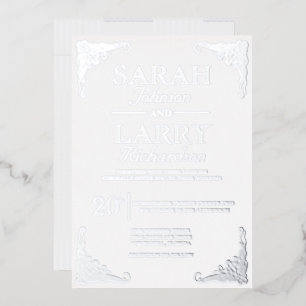 Elegant Silver Hawaiian Traditional Wedding Folie Uitnodiging