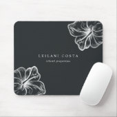 Elegant Silver Hibiscus Flower Muismat (Met muis)