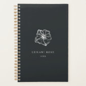 Elegant Silver Hibiscus Flower Personalized Planner (Voorkant)