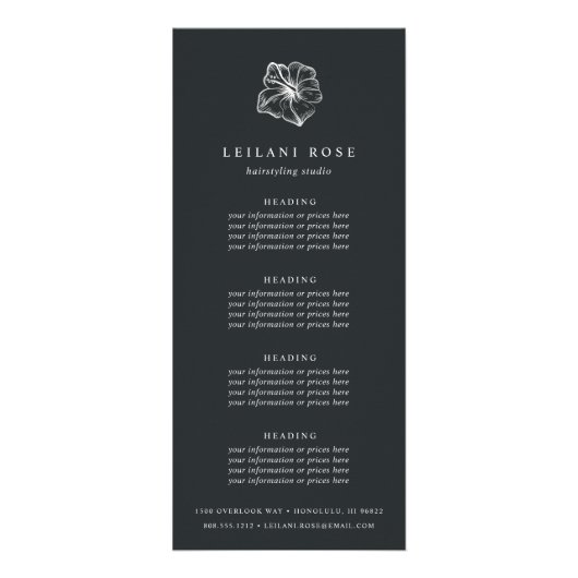 Elegant Silver Hibiscus Flower | Prijzen/diensten Reclamekaart (Voorkant)