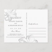 Elegant Silver Hibiscus Flower Save the Date Aankondigingskaart (Achterkant)