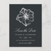 Elegant Silver Hibiscus Flower Save the Date Aankondigingskaart (Voorkant)