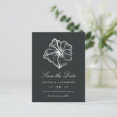Elegant Silver Hibiscus Flower Save the Date Aankondigingskaart (Staand voorkant)