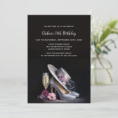 Elegant Silver High Heel Shoes Birthday Party Kaart (Staand voorkant)