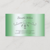 Elegant Silver  hoeken Chic Luminous Green Visitekaartje (Achterkant)