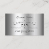 Elegant Silver  Hoeken met Logo Ornamental Visitekaartje (Achterkant)