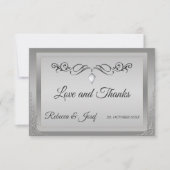 Elegant Silver  hoekgrens Bedankkaart (Voorkant)