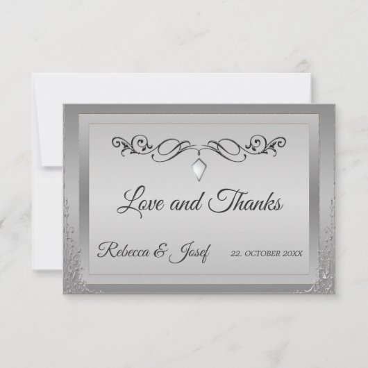 Elegant Silver  hoekgrens Bedankkaart (Voorkant)